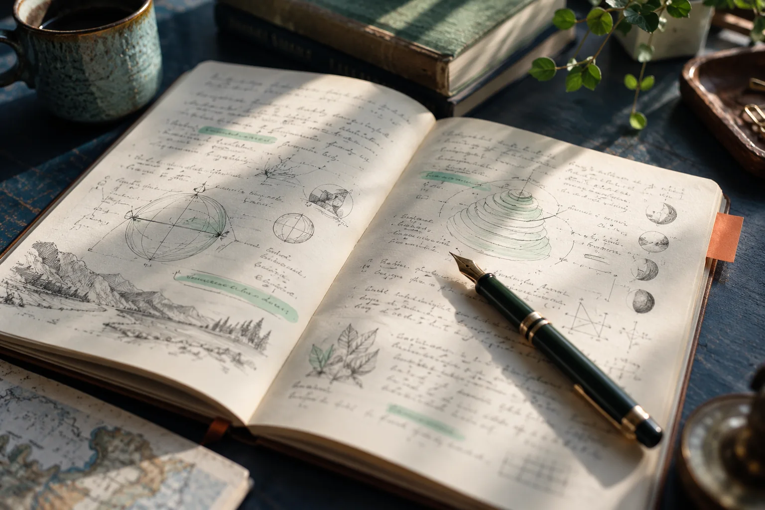 A close view of a handwritten study notebook