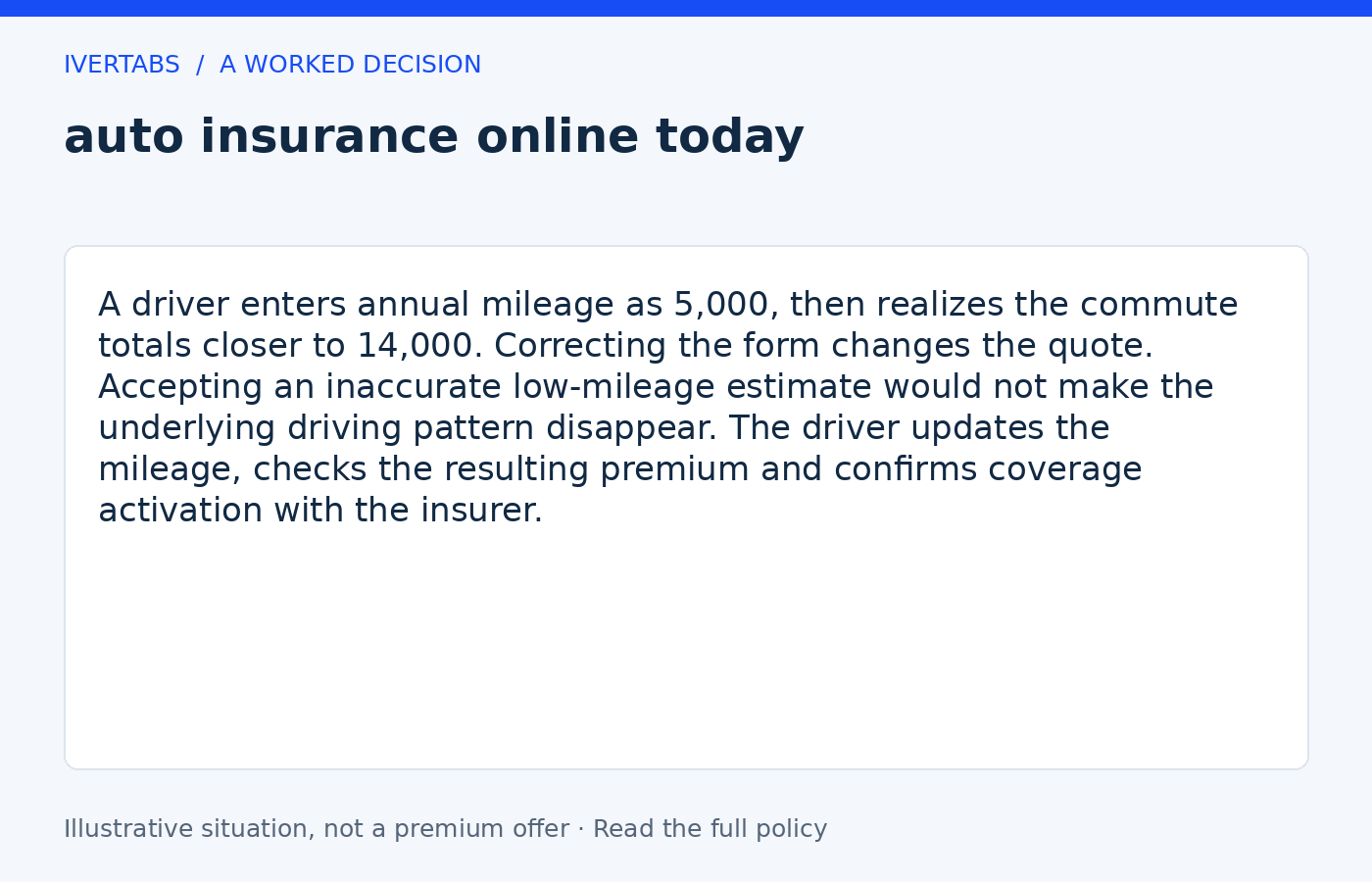 Worked example for auto insurance online today
