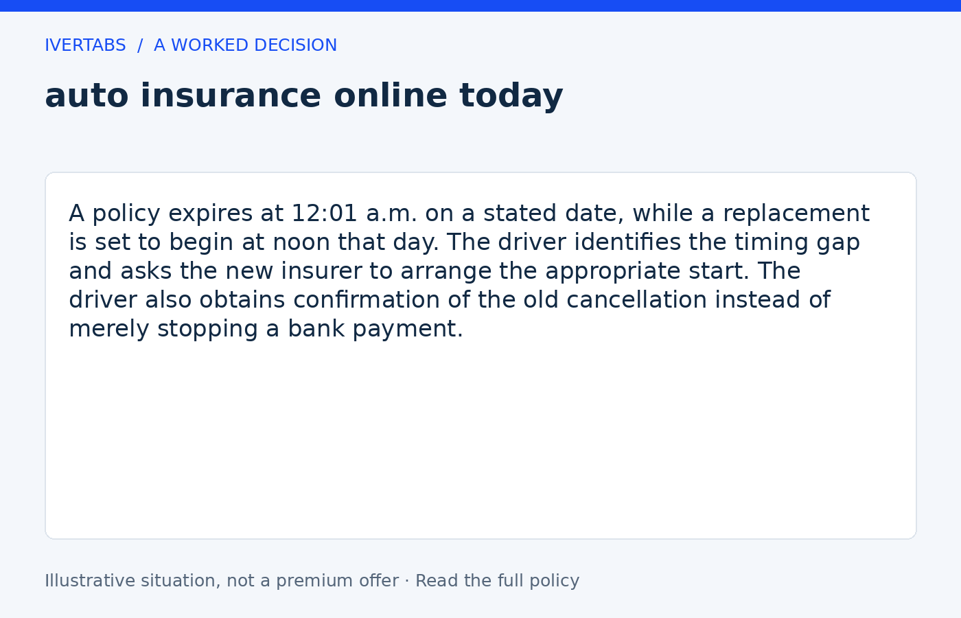 Worked example for auto insurance online today