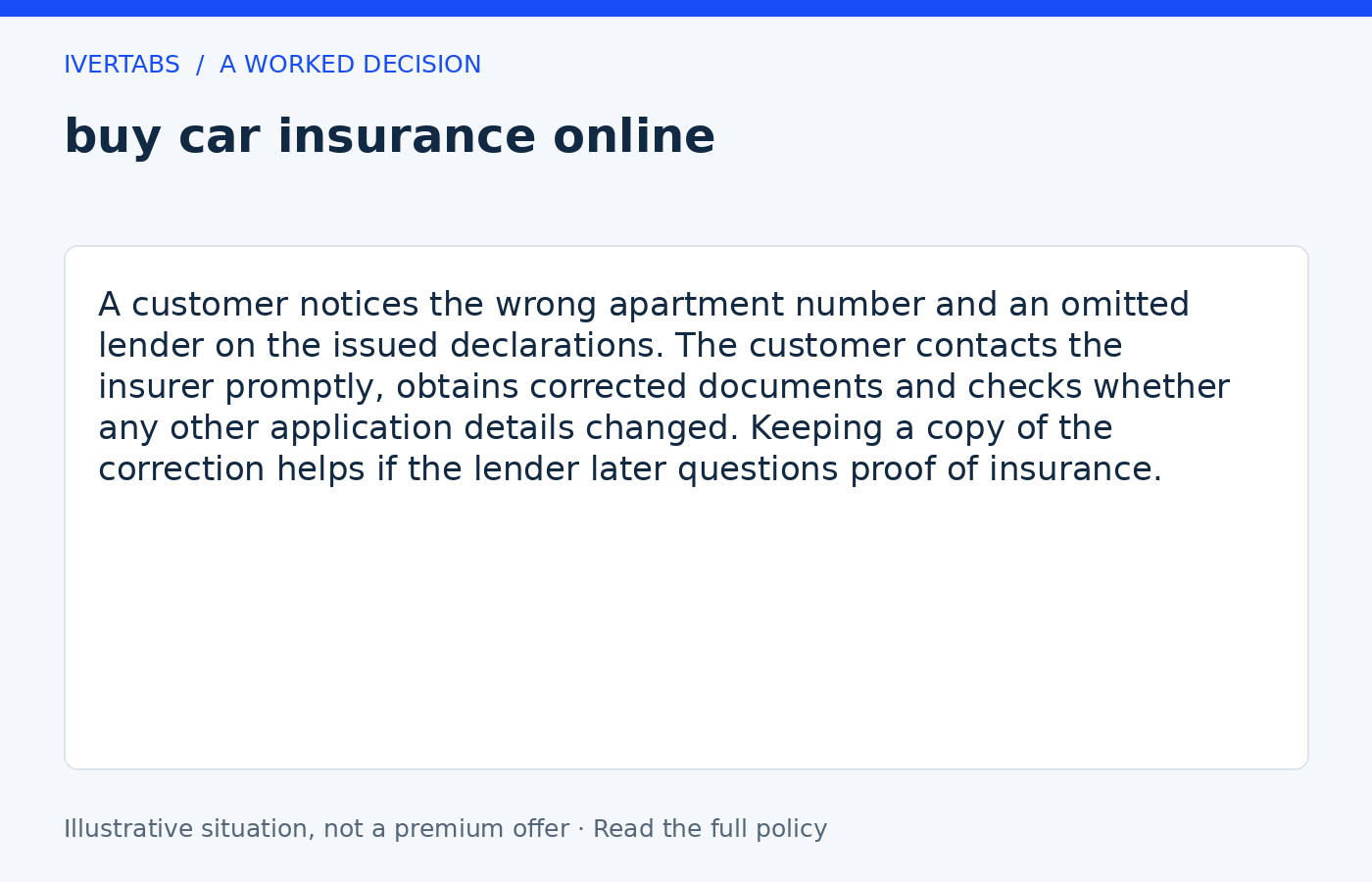 Worked example for buy car insurance online