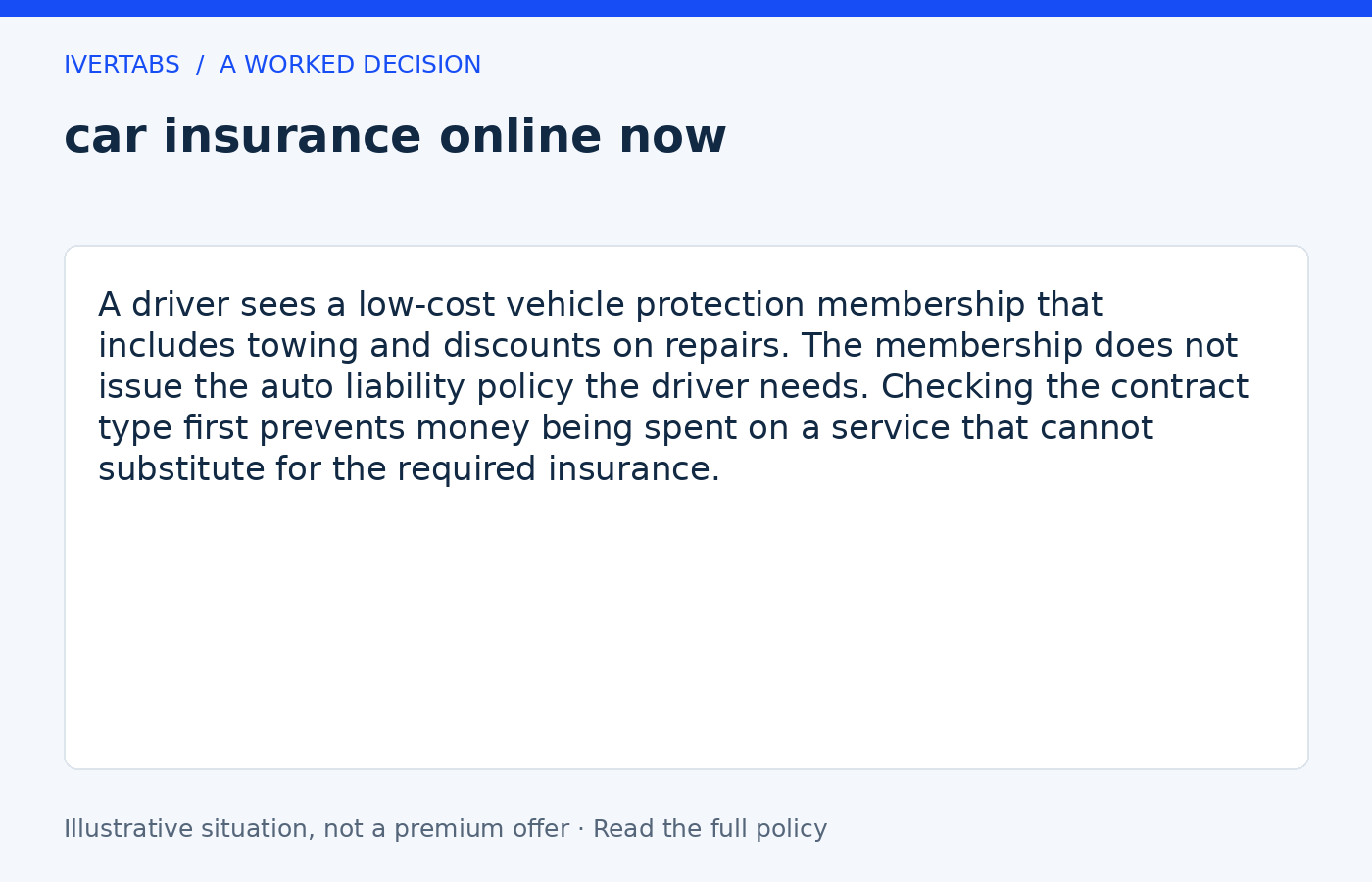 Worked example for car insurance online now