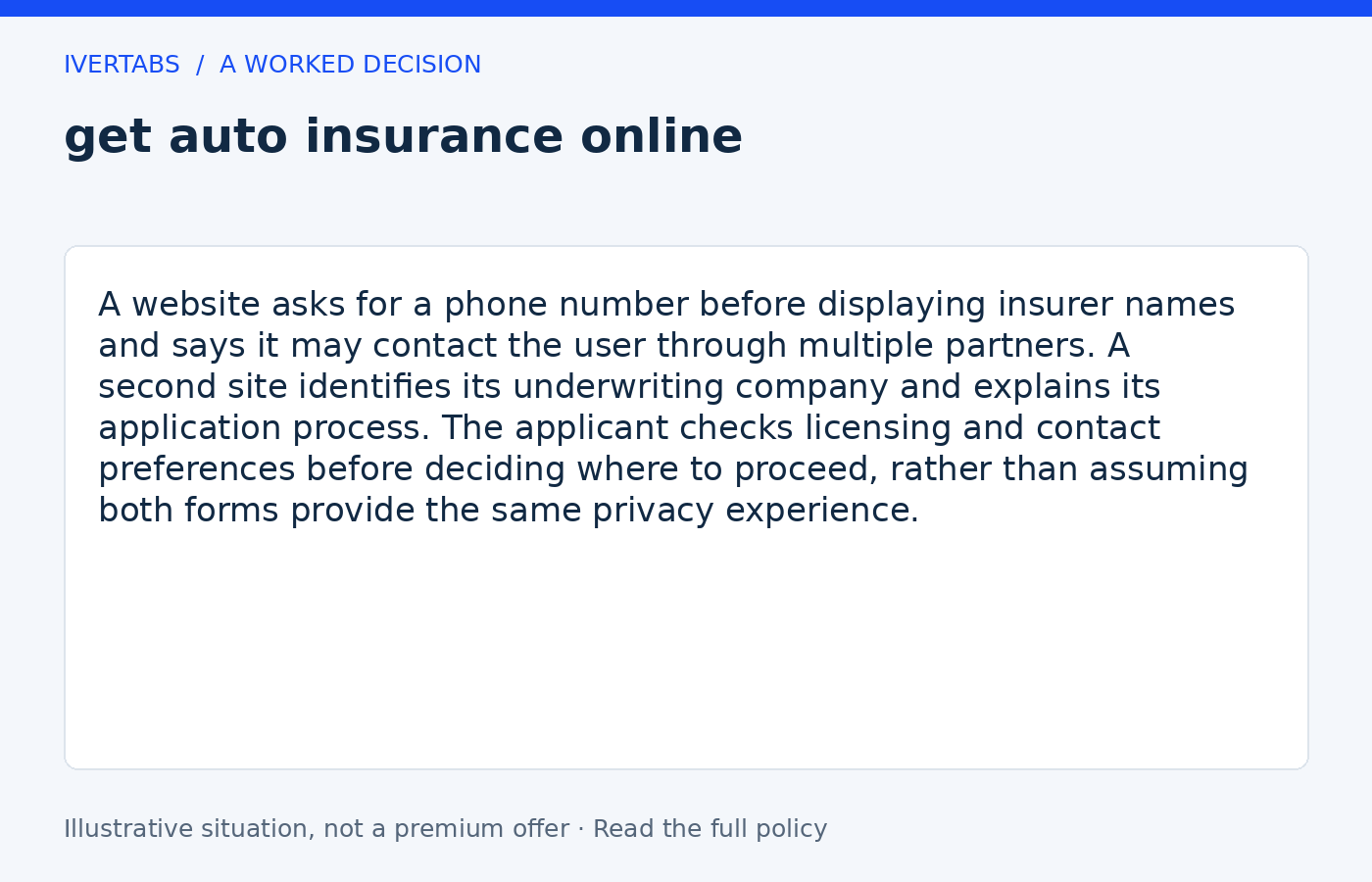 Worked example for get auto insurance online