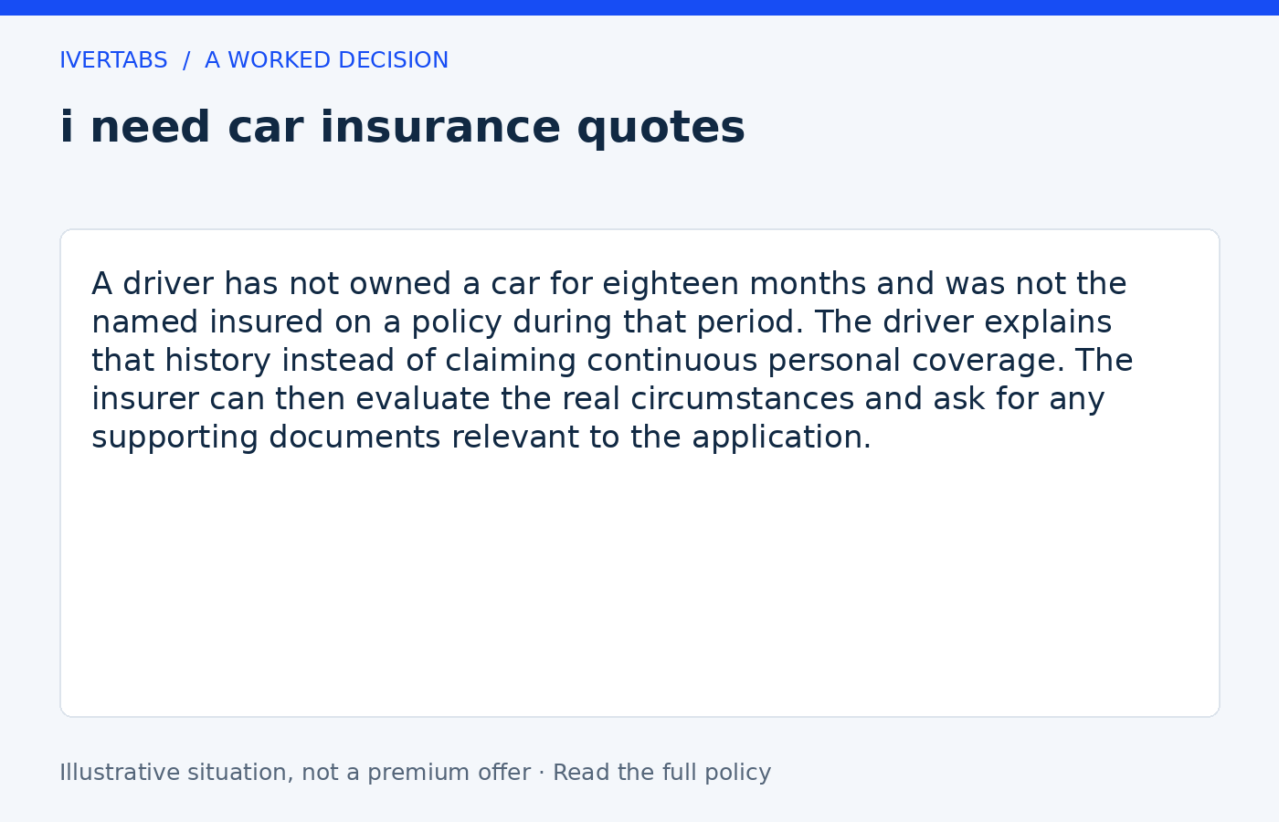 Worked example for i need car insurance quotes