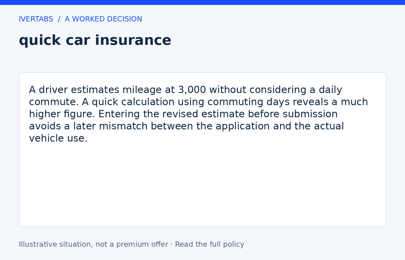 Worked example for quick car insurance